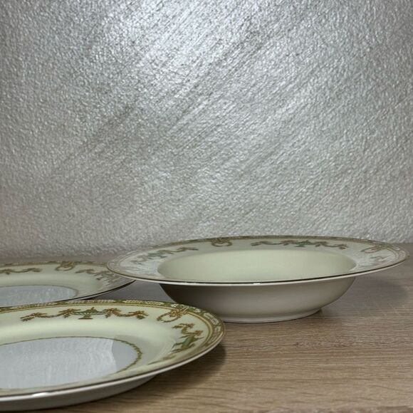 Vintage Lorento By Noritake Japan Lot Of Two Dinner & One Soup Plates - Picture 3 of 11